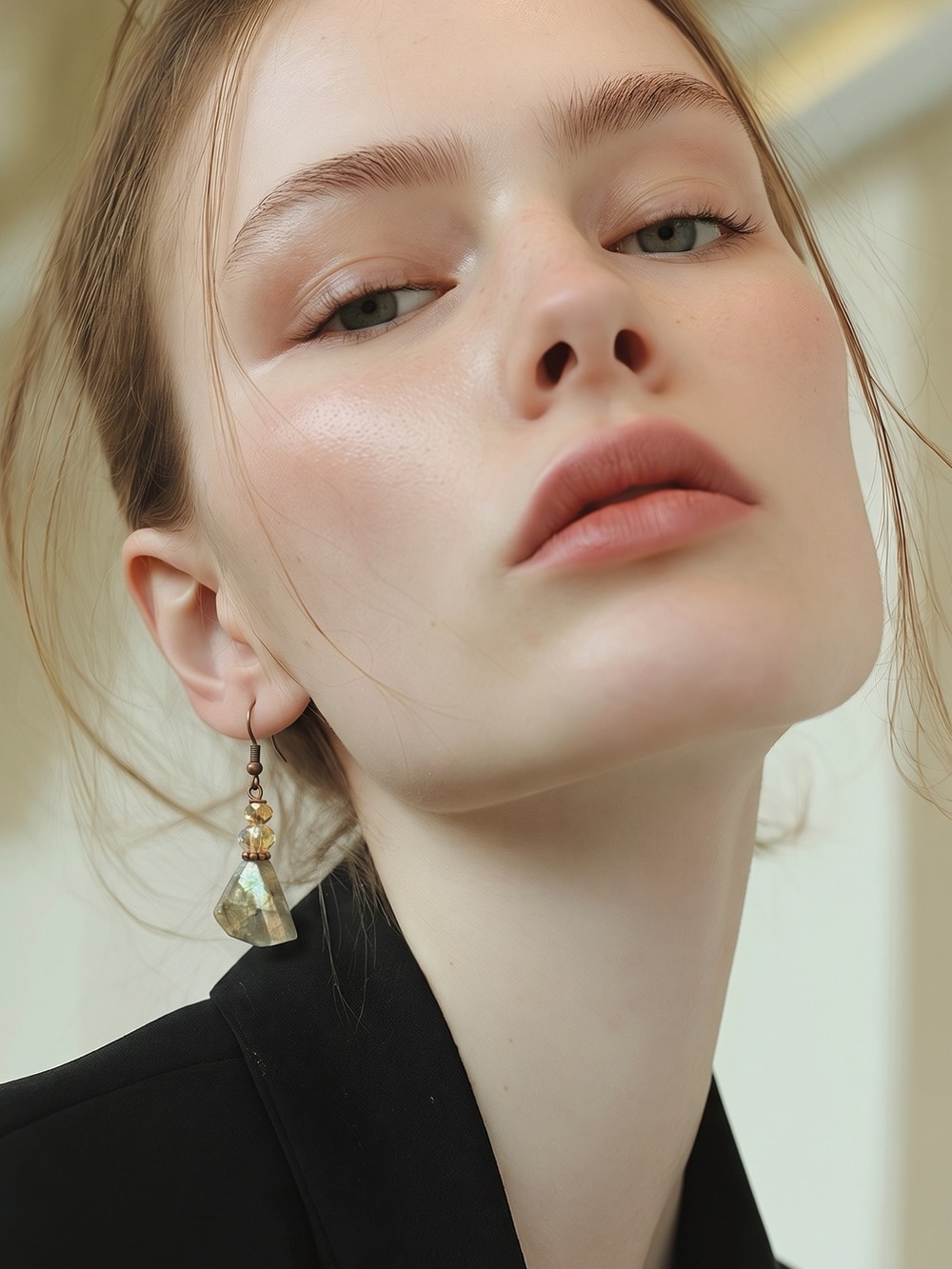 Elegant Gold-Tone Green Gem Drop Earrings labria Stones☑️